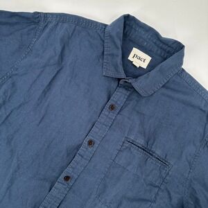 Pact Mens Blue Short Sleeve Button Up‎ Shirt Casual Pocket Top Size M